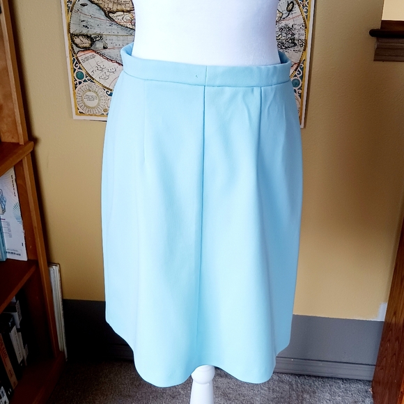 VINTAGE SKIRT SKORT button front light blue Russ mod polyester retro women Small - Picture 6 of 10